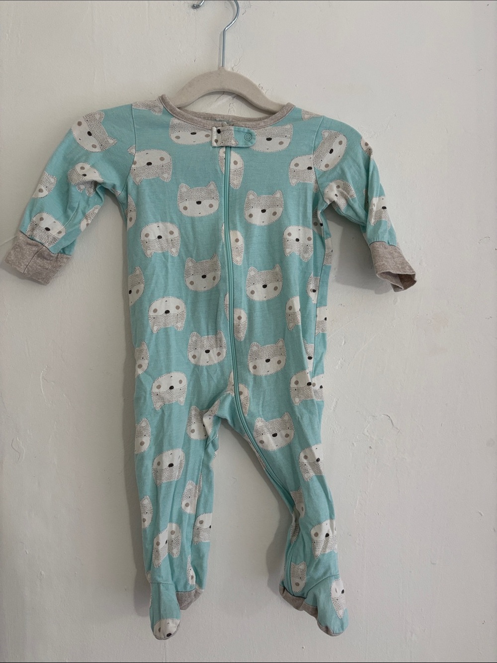 Gerber Mint Bear Zip-Up Footed One-Piece